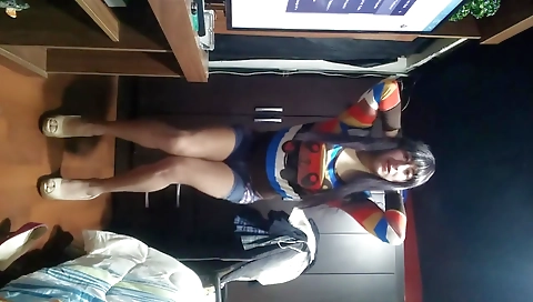 Amateur shemale with a shaved pussy and a sexy ass