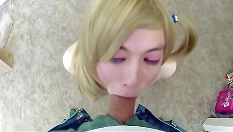 Hot shemale gets a deepthroating blowjob in amateur pov