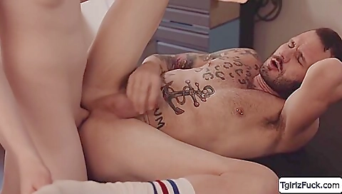 Blonde masseuse takes a huge load of hot fluid into her ass