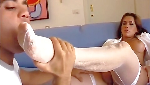 Nurse with big boobs is taking a creampie in her ass