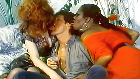 Blacked-haired and blonde in stockings fetish sex video