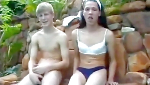 The vintage girl with a tattooed face is being banged